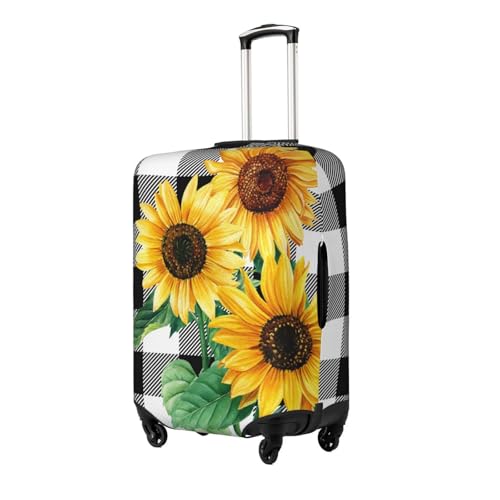 Sunflower Buffalo Plaid Luggage covers for Suitcase Black and White Check Travel Luggage Cover Suitcase Protector Washable Suitcase Cover Anti Scratch Dirt Covers Fit 18-21 inch2