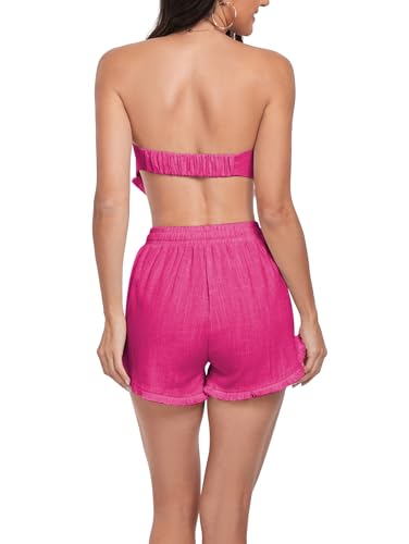 Famulily Women’s Going Out Set, Summer Shorts Co-ord, Hot Pink M - Image 4