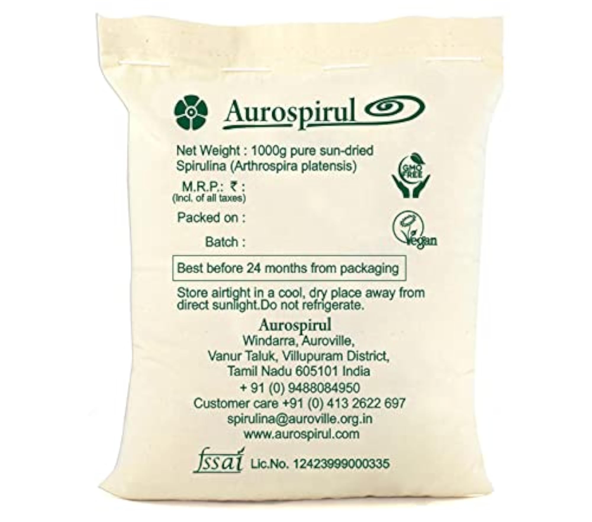 Aurospirul Sun-Dried Spirulina Powder 1 kg