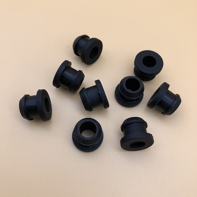 Occhiello in gomma a scatto ， 10 pezzi di passacavo in gomma a due lati, guarnizione ad alta temperatura, tipo T, tappo con foro, passacavo in silicone da 0,45/0,48/0,5/0,55 pollici(Black,A 16Mm)