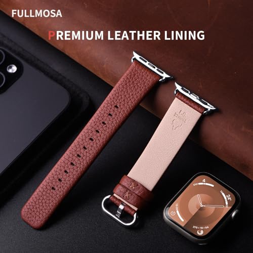 Image of Fullmosa Leather Band Compatible with Apple Watch Band 42mm 44mm 45mm 46mm 49mm, Genuine Leather Replacement Strap for iWatch Ultra3 /2 /1 SE3 /2 /1 Series 11 10 9 8 7 6 SE 5 4 3