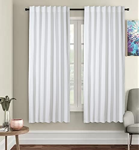 Light & Pro Back Tab Farmhouse Cotton Duck Curtain 50X72 Inch, Tab Top White Bathroom Window Treatment Décor Panel For Kitchen Nursery Livingroom Bed Room Solid White Curtains - 2 Panels #TOP5