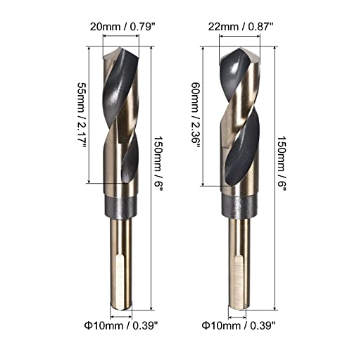 QUARKZMAN Hss-Tin Bohrer Set, 20mm/22mm Metallbohrer Set Profi, Titan-Nitrid Beschichtet, HSS 4341, Metall Bohrerset Hss-G Tin für Edelstahllegierung Kupfer, 2 Stück