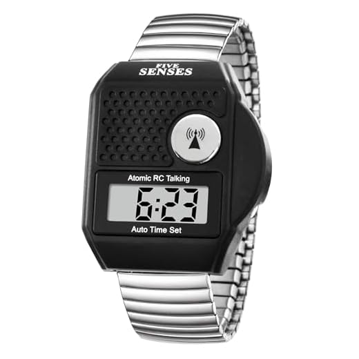 FIVE SENSES - English Atomic Talking Watch, Easy to use for Seniors Blind Men Women, Loud Talking Watch with Sound for Vision Impaired, Watches for Elderly Women, Blind People Products 1095 (Silver)