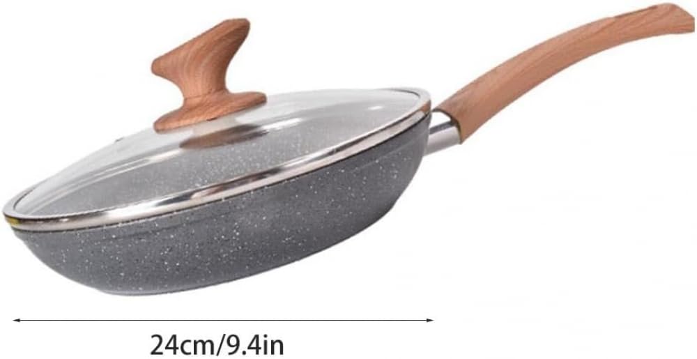Patelnia nieprzywierająca z pokrywką, nieprzywierająca patelnia granitowa, patelnia do jajek, omletów, klasyczna powłoka granitowa, naczynia kuchenne, do indukcyjnych, ceramicznych,