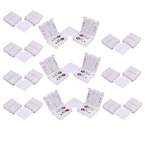 TronicsPros 10pcs 2 Pin L-Shape Connector SMD 5050 5630 Flex LED Strip to Strip Connector Right Angle Corner Connector for 10mm Wide Monochrome 5050 5630 Flexible LED Strip LED Ribbon LED Tape Light