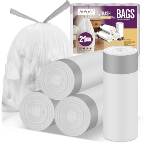 21 Gallon Drawstring Trash Bags - 120 Count Heavy Duty Extra Large Plastic Liners for Contractor Bins, Workshop Waste & Basement Trash, Extra Thick Tear Resistant Design