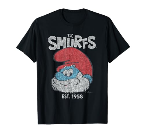 The Smurfs Vintage Papa Smurf Est. 1958 Retro Cartoon T-Shirt