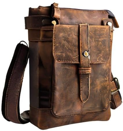Le'aokuu Mens Genuine Leather Fanny Small Messenger Shoulder Satchel Waist Bag Pack 8711 - Image 8