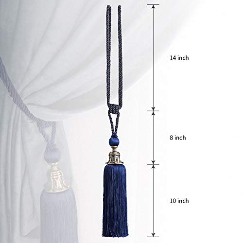 Melodieux Large Decorative Curtain Tiebacks Antique Tassel Holdbacks, Home Office Windows Drapery Fasteners Fringe Ropes, Set Of 2 (Royal Blue) #TOP2