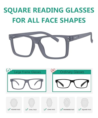 Image of Eyekepper 1.75 Reading Glasses for Men, Oversized Readers Women, 4 Pack | Stylish Mens Womens Cheaters,Large Fashion Reader Eyeglasses,All-Day Comfort Spring Hinges,Scratch Resistant Work /Crafts