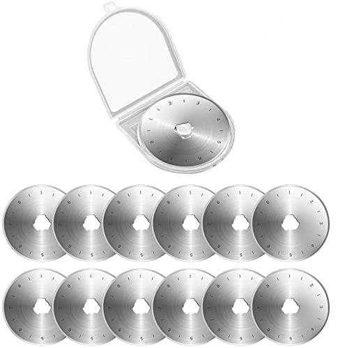 12 Pack Rotary Cutter Replacement Blades 28MM for Olfa/Fiskars/Martelli/Clover/Dafa Quilting Scrapbooking Sewing Arts Crafts Farbric Paper, SKS-7