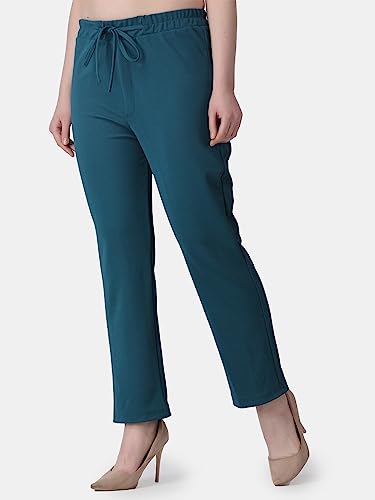 Image of POPWINGS Casual Solid Trousers for Women || Straigh Leg Plain Women Trousers for Summer || Pull On Trousers for Women || Regular Fit Trousers for Women