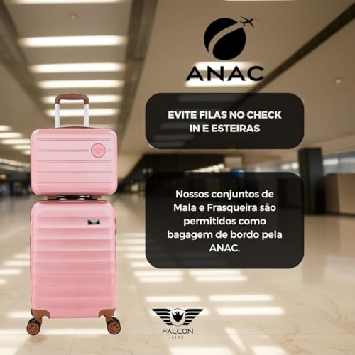 Kit Falcon Line Mala De Viagem ABS com Frasqueira Bordo Mão Pequena 10kg Abs Cadeado Com Frasqueira