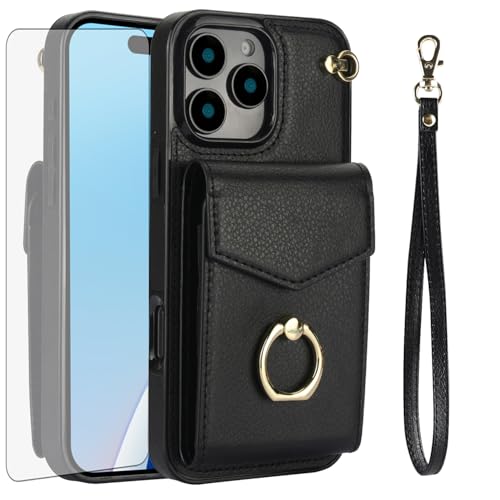 Housse iPhone 16 Pro Max porte-carte élégant pour femme active style urbain noir