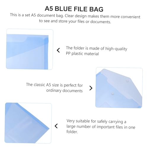 Pochettes transparentes A5 en PP indéchirable et imperméable avec bouton-pression FUOYLOO