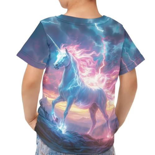 GLUDEAR Kids Unicorn Printed Tops Tees Girl Boy O-Neck Short Sleeve Casual Pullover Blouse T-Shirt4