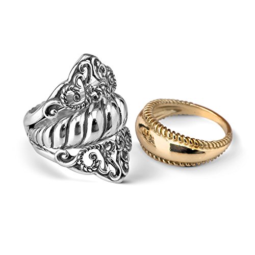 Carolyn Pollack Sterling Silver and Brass 3 Piece Guard Ring Set Size 9