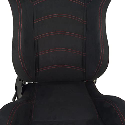 Na Car Seats Pair Of Leather Red Red Single Adjuster Dual Track Racing Seats Black #TOP5