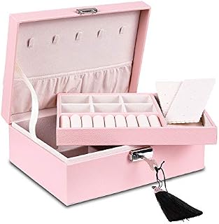 misaya Jewelry Organizer Box - Women Two Layer Display Storage Case Large PU