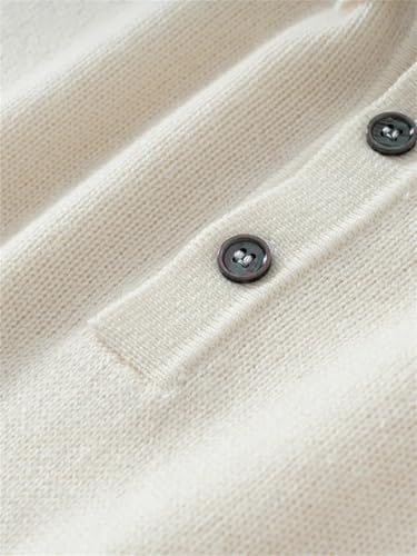 Men Winter Long Sleeve Cashmere Sweater Casual Knitwear Soft Warm Pullover Tops Ivory4