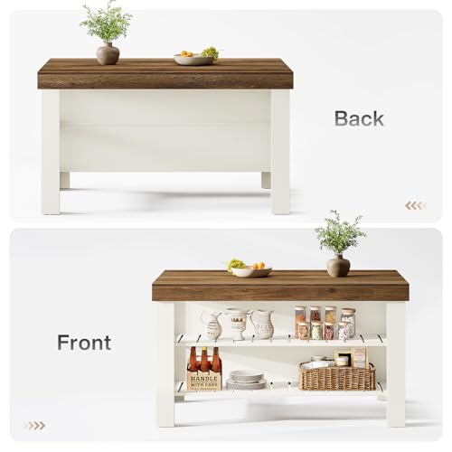 image for Tribesigns Kitchen Island with Storage and Seating, Farmhouse Large St