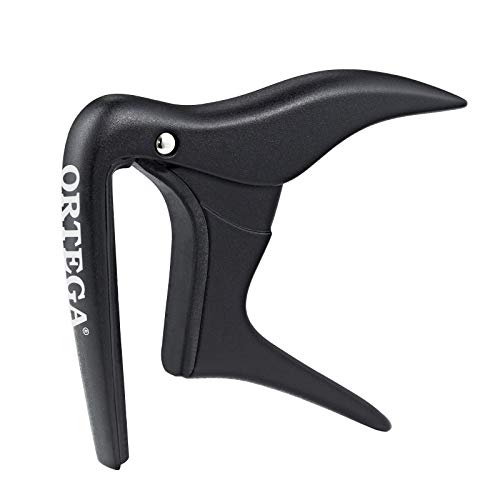 Ortega Guitars Kapodaster Musikinstrument Zubehör - Flach - Für Gitarre - Aluminium-Legierung, Schwarz (OCAPO-SBK)