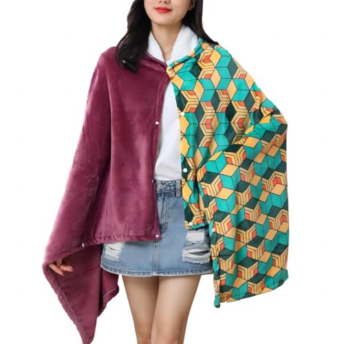 Juejuezi Hooded Wearable Blanket Hoodie Throw Blanket Cloak Cosplay Costume Shawl Wrap Nap Quilt 160x100 cm/63x40in(Red,One Size)
