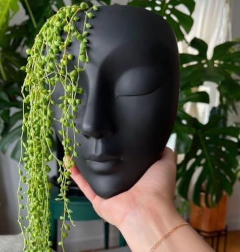 URBAN SENSE Lady Face Wall Hanging Ceramic Planter, Hanging Abstr...