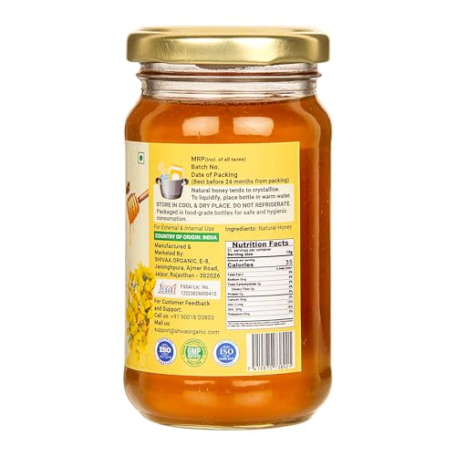 Image of Shiva Organic Raw Mustard Honey 250g | 100% Pure NMR Tested | Raw and Unprocessed
