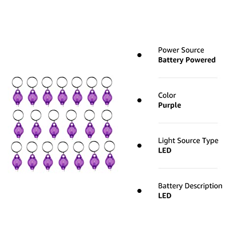 20 Pack Mini Uv Led Keychain Flashlight, 395Nm Uv Light, Black, Key Ring Light Torch () #TOP6