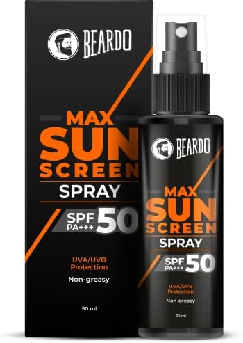Beardo Max Sunscreen SPF 50 & PA+++ Spray for Men | Non-greasy Spray for Men | Easy Application of Sunscreen for Oily Skin | UVA UVB Protection | 50ml
