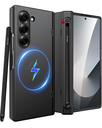 Miimall, Custodia per Samsung Galaxy Z Fold 6, con S Pen, [Carica Magnetica] [Protezione Cerniera] [Protettore Schermo Integrato], Cover Sottile Completa Anti-Graffio e Anti-Shock per Fold 6 - Nero