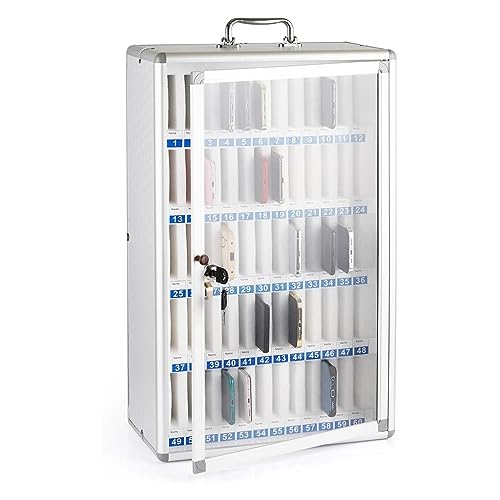 Gabinete de almacenamiento transparente con cerraduras numeradas, 60 ranuras para uso escolar y oficina, perfecto para exámenes y espacios de trabajo, solución de organización duradera