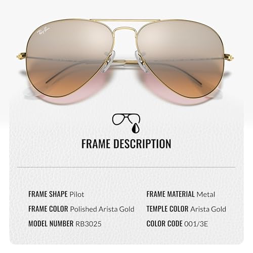 Image of Ray-Ban RB3025 AVIATOR GRADIENT Pilot Shaped Sunglasses for Men & Women with Official RAYBAN Eyewear Kit