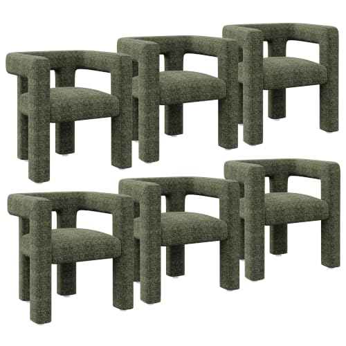 Image of BELLEZE Set of 6 Lisbon Upholstered Dining Chair - Green