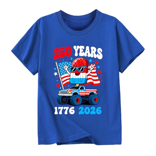 Image of Kid 4th of July T-Shirts Boys Girls American Flag Shirt Patriotic Top Short Sleeve Tees 2-12 Years