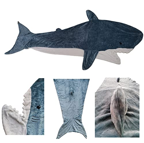 Shark Blanket For Boys Girls Super Soft Cozy Flannel Hoodie Shark Tail Wearable Fleece Throw Blanket Kids Cosplay Shark Costume Shark Gifts For Shark Lovers(S Fits Heights Less Than 4'5") #TOP2