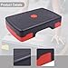 kowaku Aerobic Exercise Step Platform, Fitness Equipment, Aerobic Stepper, Workout Stepper for Cardio Strength Women Men, Red Black