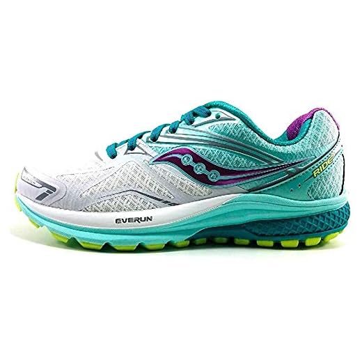 Saucony dam Ride 9 löparskor, Flerfärgad vit blågrön lila 7-36.5 EU