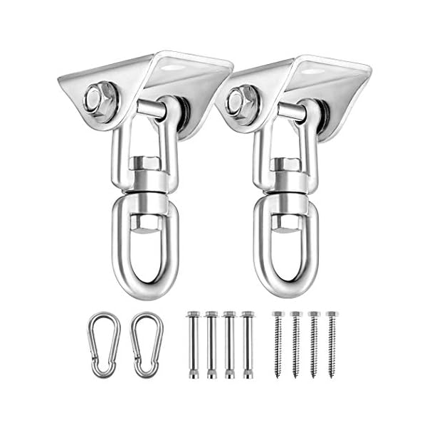 Innovative 1100 LB Capacity 2 PCS Stainless Steel 304 Heavy Duty Swing Hangers & Snap Hooks for Concrete Wooden Sets Trapeze Yoga Swingset Hammock Swing