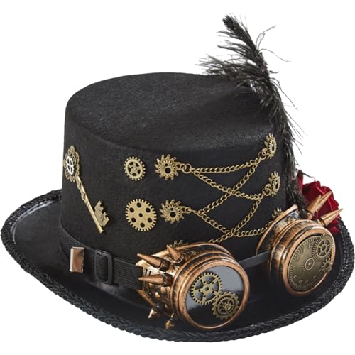 Chapeau steampunk lunettes engrenages roses costume Halloween femme