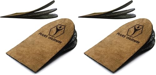 Image of Premium Adjustable Orthopedic Heel Lift - Made in the USA - for Heel Pain and Leg Length Discrepancies - Large Pack of 4 Brown