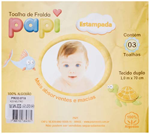Papi Textil Toalha De Fralda Papi Especial 70 Estampada 100Cm X 70Cm Contem 03 Un
