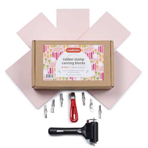 Incraftables Linocut Block Printing Kit – Includes 5 Soft 4