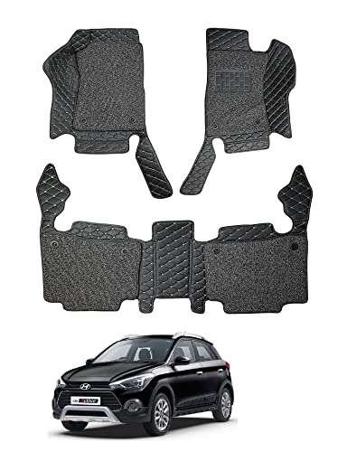 Image of Auto Hub 7D Luxury Car Foot /Floor Mats Compatible with Hyundai I20 Active (Model : 2014-2019)-Black