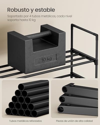 Miniatura 6 de Songmics Zapatero De 4 Niveles, Zapatero De Metal, Organizador De Zapatos, Para 4-8 Pares De Zapatos, Apilable, Pasillo, 30 X 42,5 X 71,5 Cm, Negro Lsa004b01