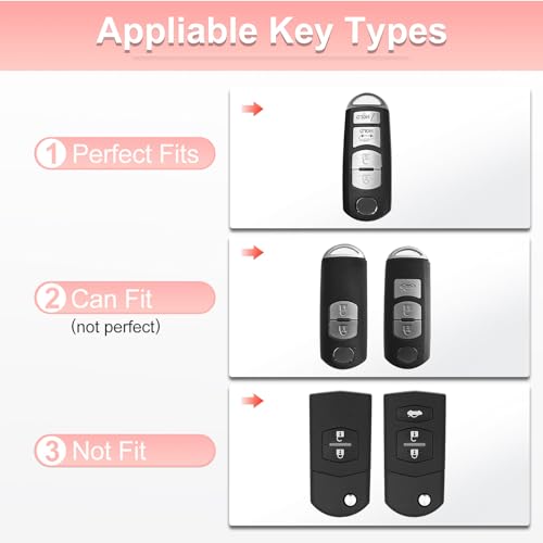 Image of Pangpai Pink Mazda Key Fob Cover, Soft TPU Case with Bling Keychain Fit for 3, 6, Miata MX-5, CX-5, CX-9 Smart Remote
