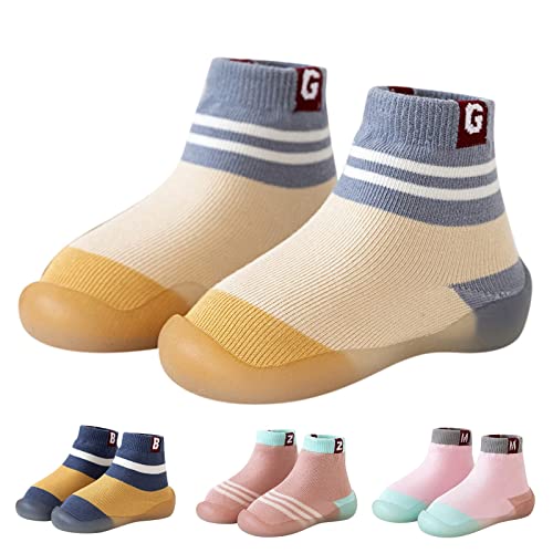 Summer and Autumn Comfortable Infant Toddler Shoes Stripes Colorblock Children Mesh Breathable Walking Shoes for Babies (Beige, 8 Toddler)3