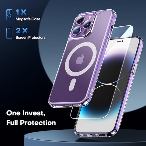 image for TAURI 3 in 1 Magnetic for iPhone 14 Pro Case Clear, Compatible with Ma